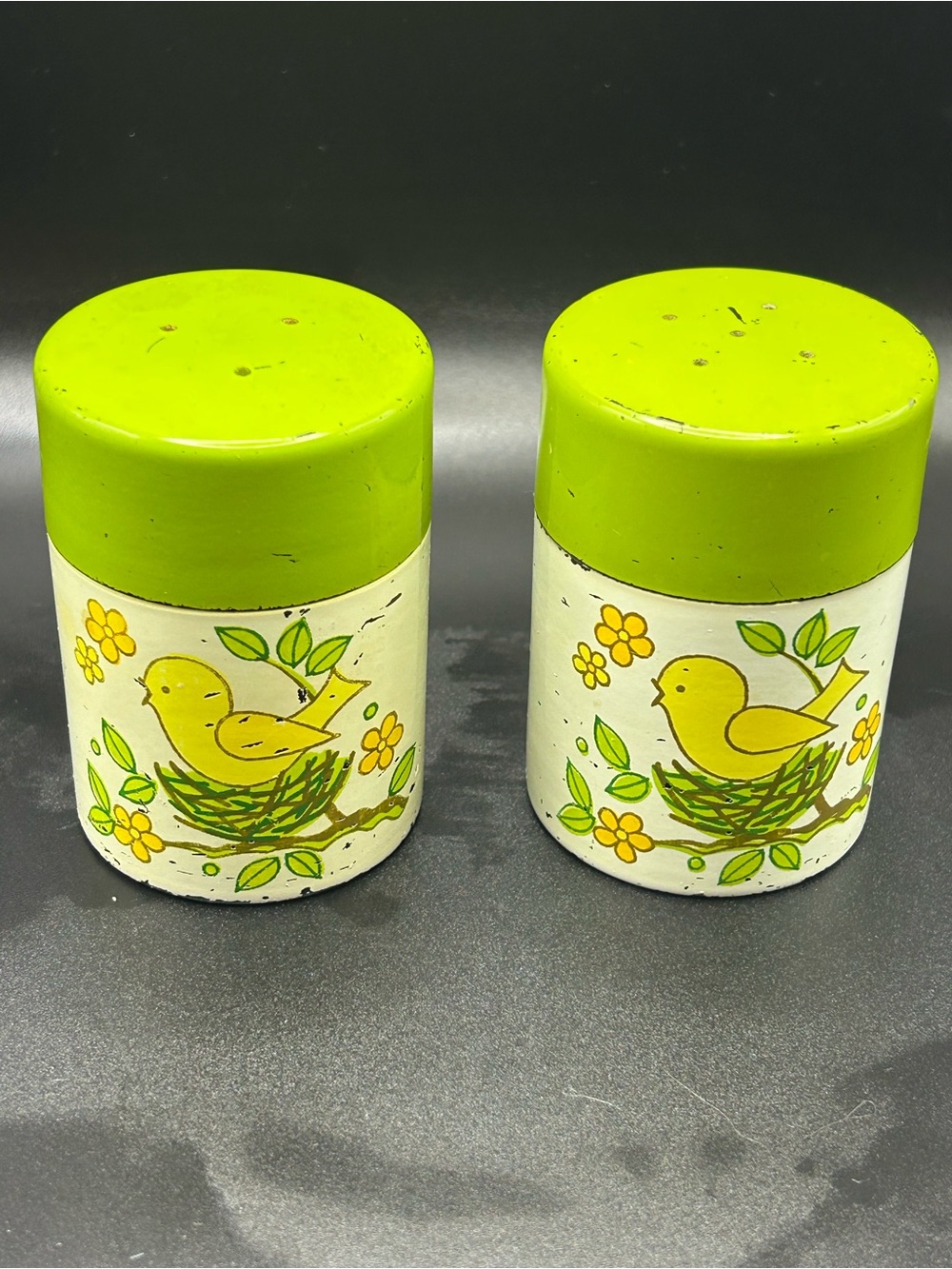 Vintage Lorrie Design MCM Birds Nest Salt & Pepper Shaker Set.